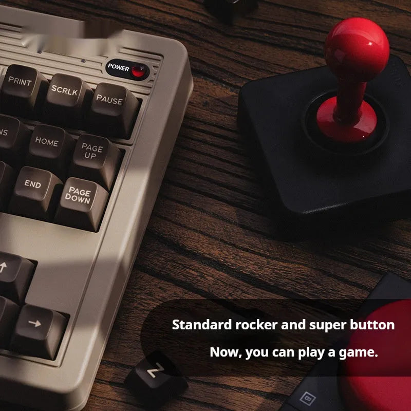 Retro mechanical gaming keyboard with Bluetooth wireless connectivity and rocker switches