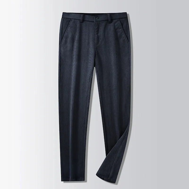 British retro striped trousers in chemical fibre blend with straight leg cut