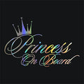 Princess Baby On Board car sticker A262 with crown text design, plastic, 17x11cm, black colour option