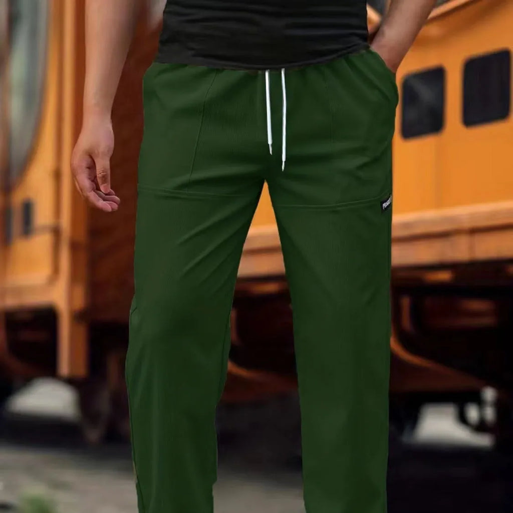 Men's polyester trousers for spring and autumn in light grey, available in sizes S to XXXL