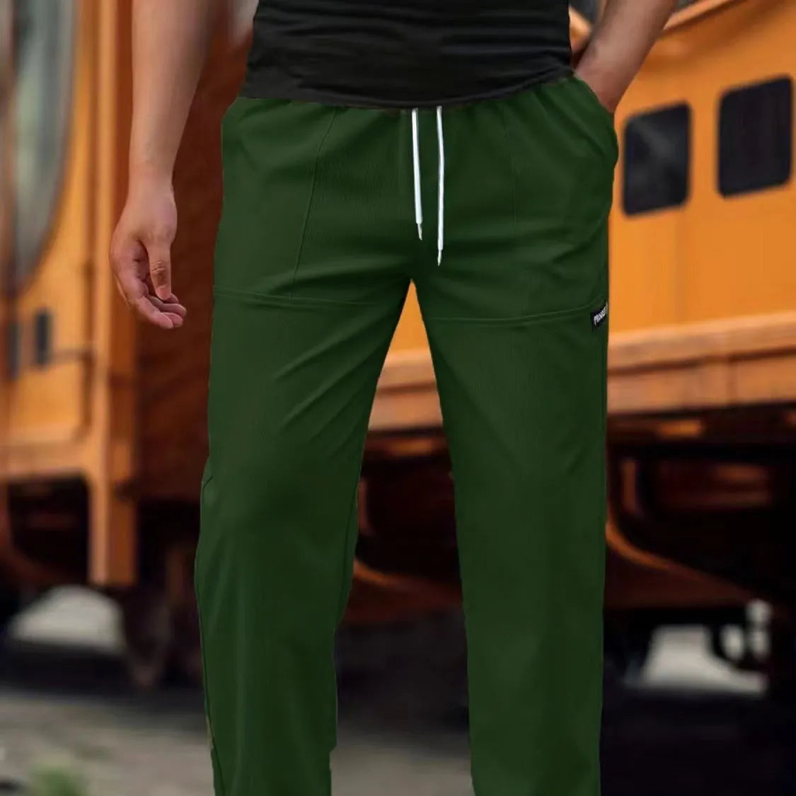 Men's polyester trousers for spring and autumn in light grey, available in sizes S to XXXL