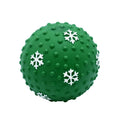 Red dog toy ball with squeaker and air vents, 7 cm diameter, floating on water