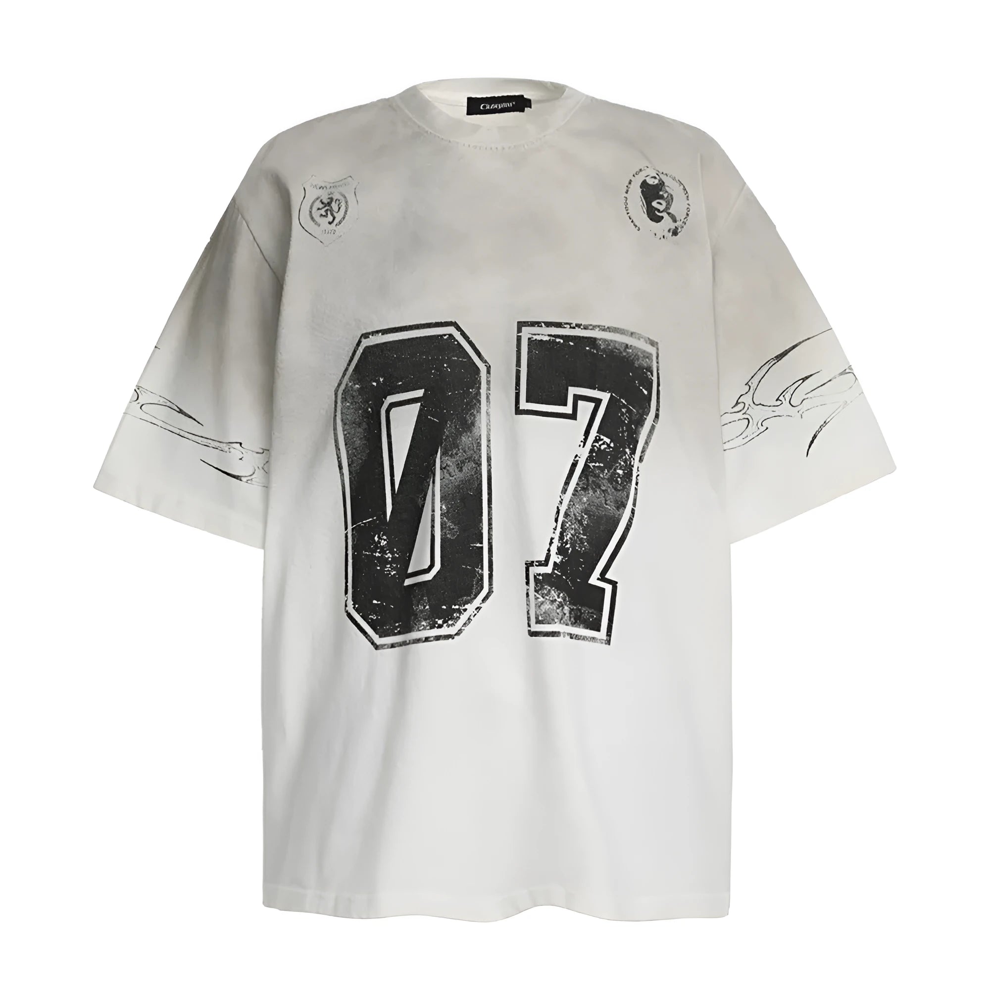 Men's black and white pure cotton short-sleeved t-shirt showing front view
