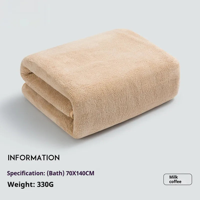 Baby's super soft non-gauze bath towel in milk coffee colour with plain weave fabric