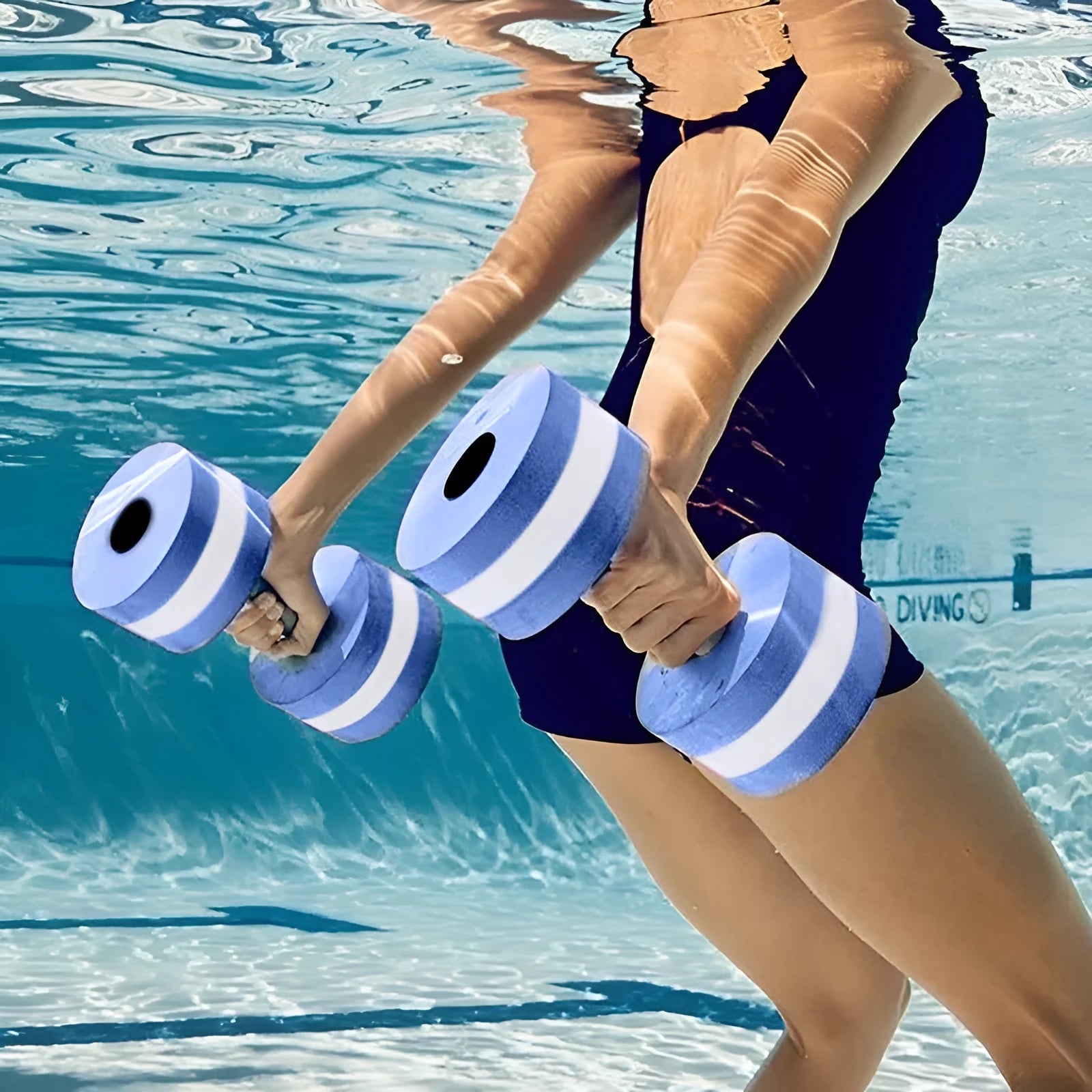 Pair of Rose Red EVA foam water aerobics dumbbells measuring 15cm with snap-type assembly