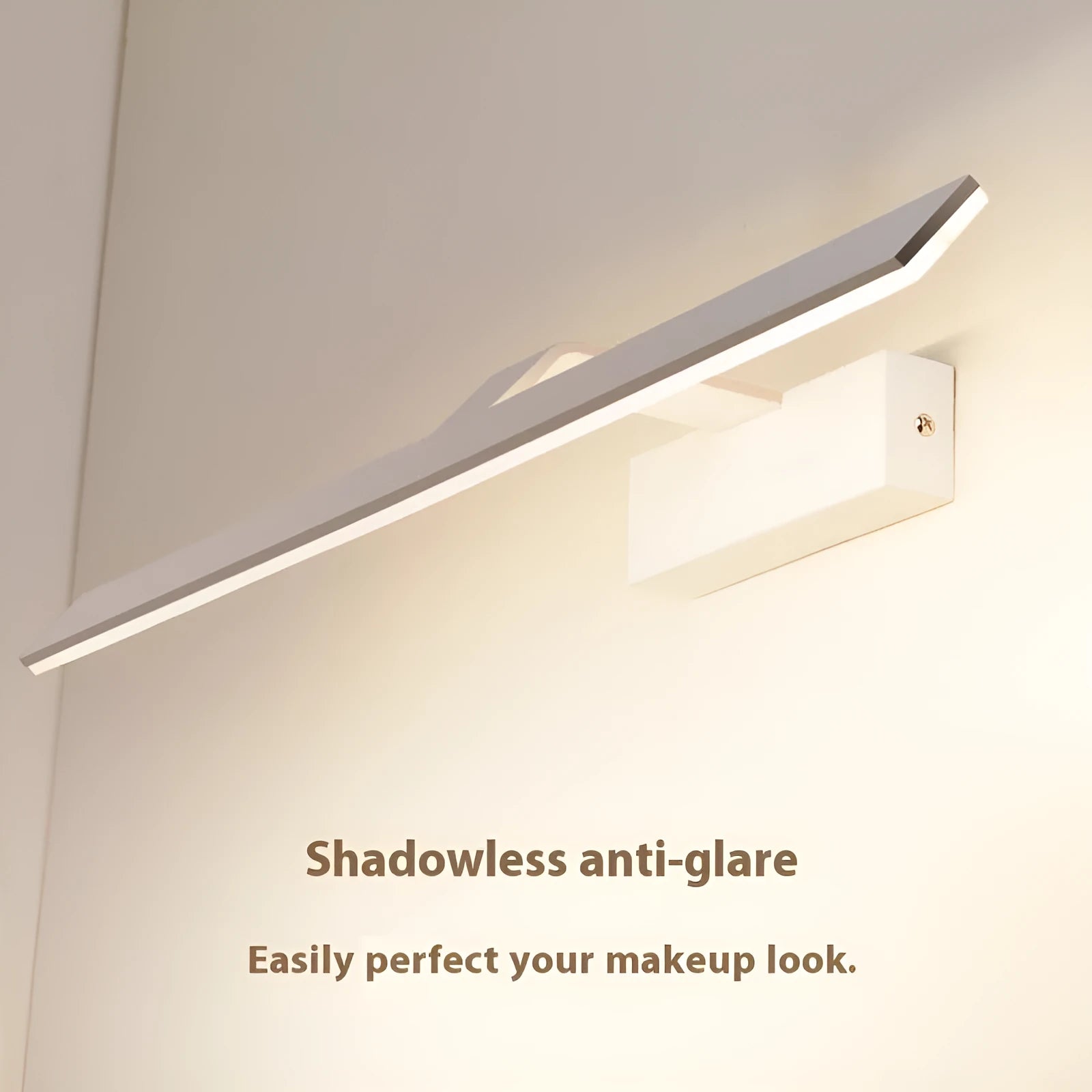 White LED bathroom mirror with integrated lighting in rectangular design