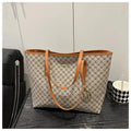 Black PU leather street-style shoulder bag with sewing thread detail, shown next to grey, brown, and white colour options.