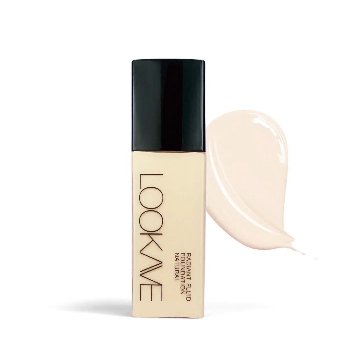 LOOKAVE Matte Liquid Foundation bottle in 21ml size, shown in Ivory White shade