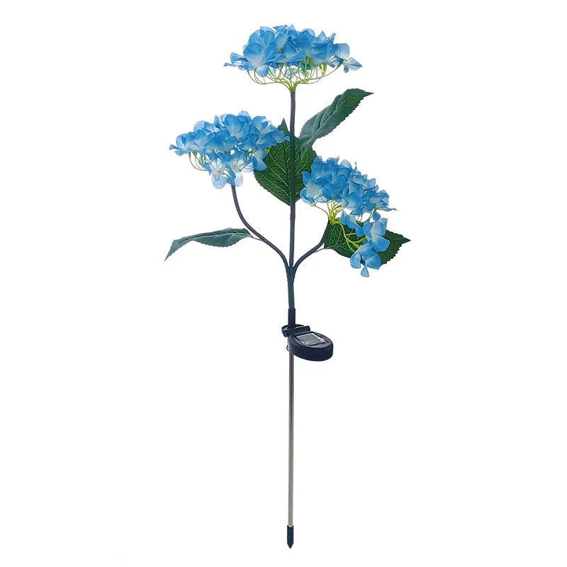 LED simulation festive lantern with hydrangea flower shape in blue, outdoor courtyard decoration with raw silk and PVC construction