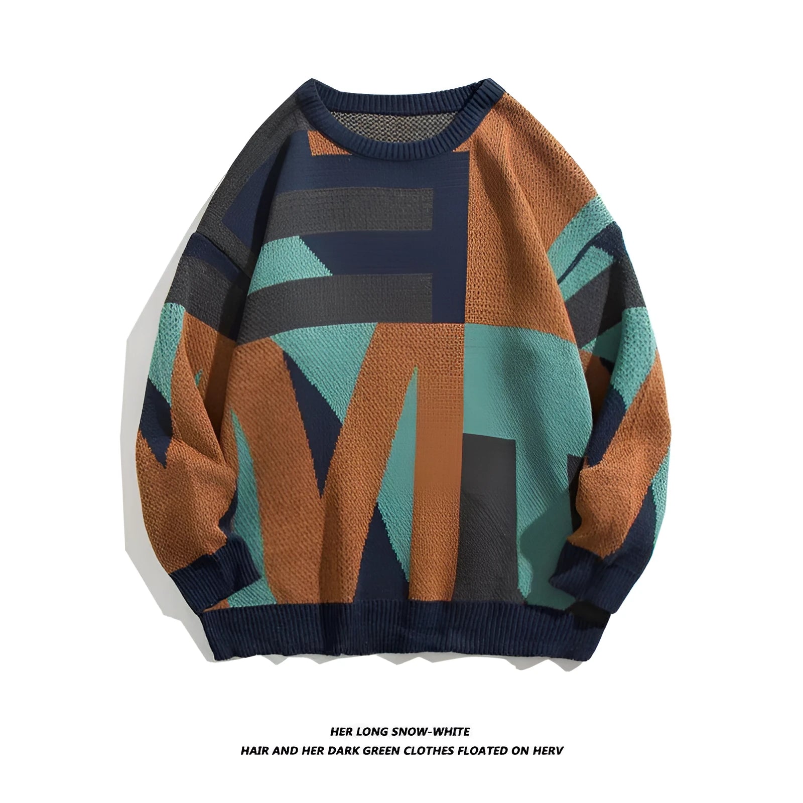 Loose student streetwear pullover sweater in B022 apricot colour, thickened fabric, long sleeves, polyester-modal blend