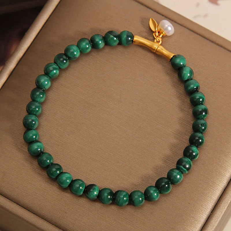 White crystal lucky bamboo bracelet with adjustable fit for women.