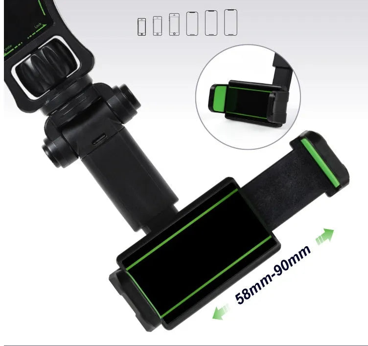 Car mobile phone holder clipped onto rear view mirror with ABS bracket in black and green colour