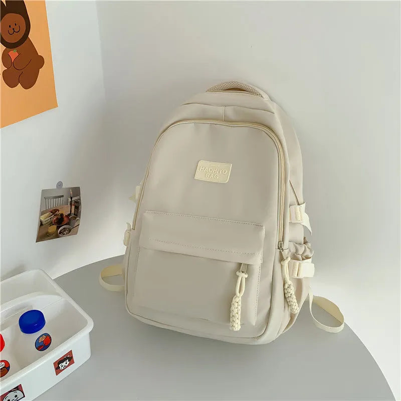 Korean-style lightweight waterproof nylon school backpack 20-35L macaron colour curved shoulder strap