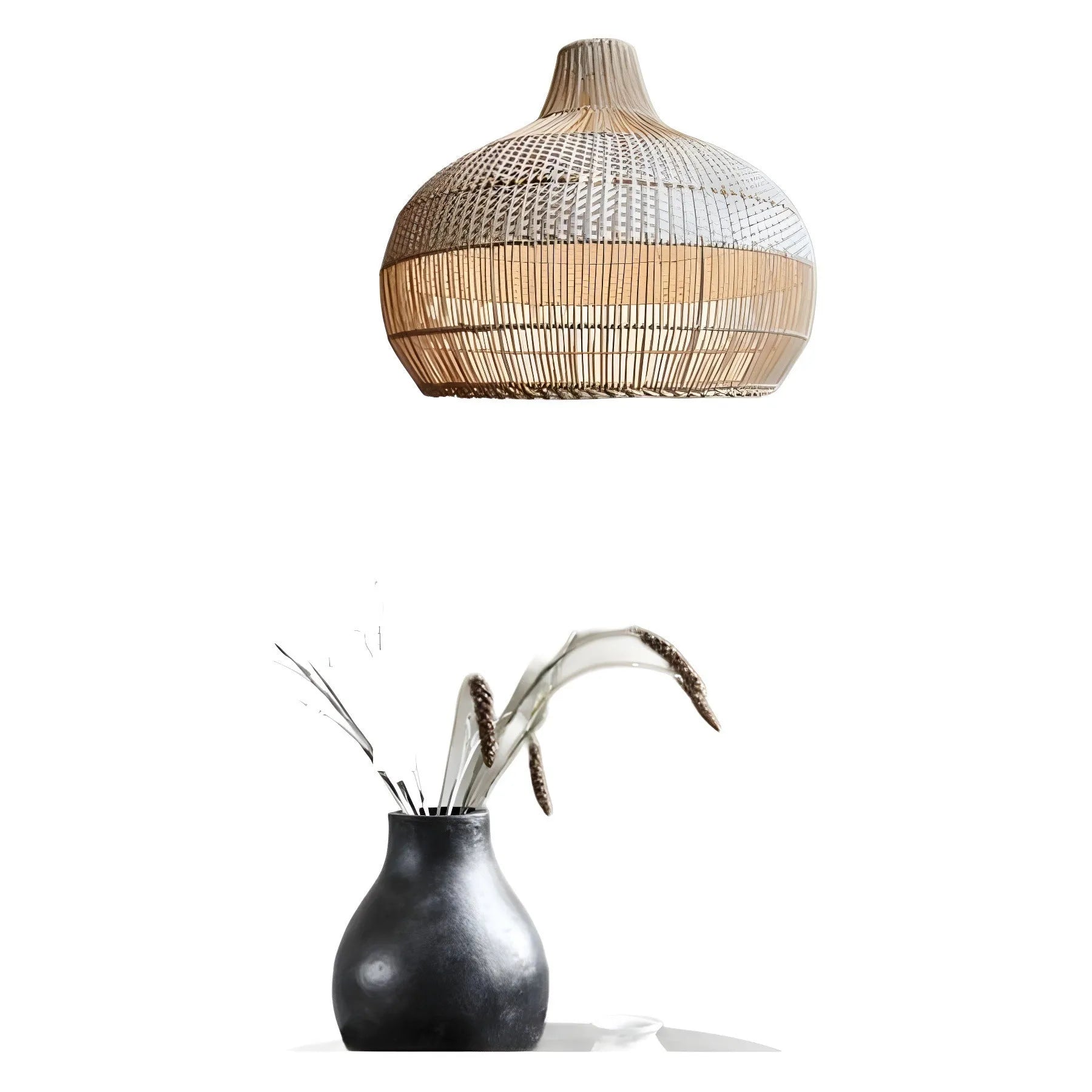 60cm diameter woven rattan chandelier with pastoral Southeast Asian style ceiling light fitting
