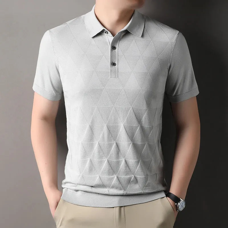 Men's thin ice silk short sleeve T-shirt in DX525 green colour showing regular fit