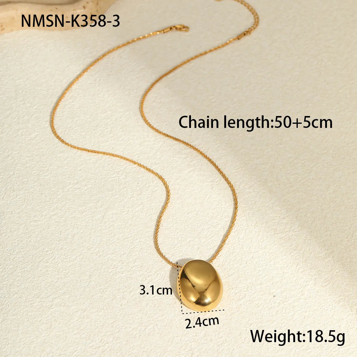 Gold-plated geometric pendant necklace with adjustable stainless steel chain 41-50cm length