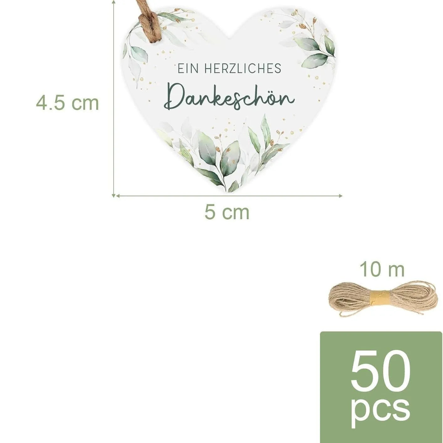 Set of 50 heart-shaped paper gift tags with floral patterns in two colour variations.