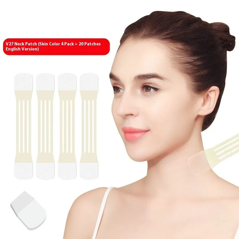 Neck pattern adhesive tape firming sling with skin tone colour and adhesive patches