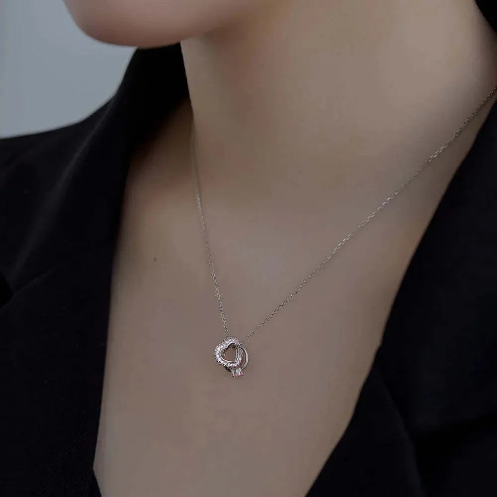 S925 sterling silver light luxury clavicle chain cross pendant white gold colour women's necklace