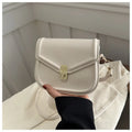 Unisex PU leather clamshell shoulder messenger bag in horizontal square design with adjustable strap