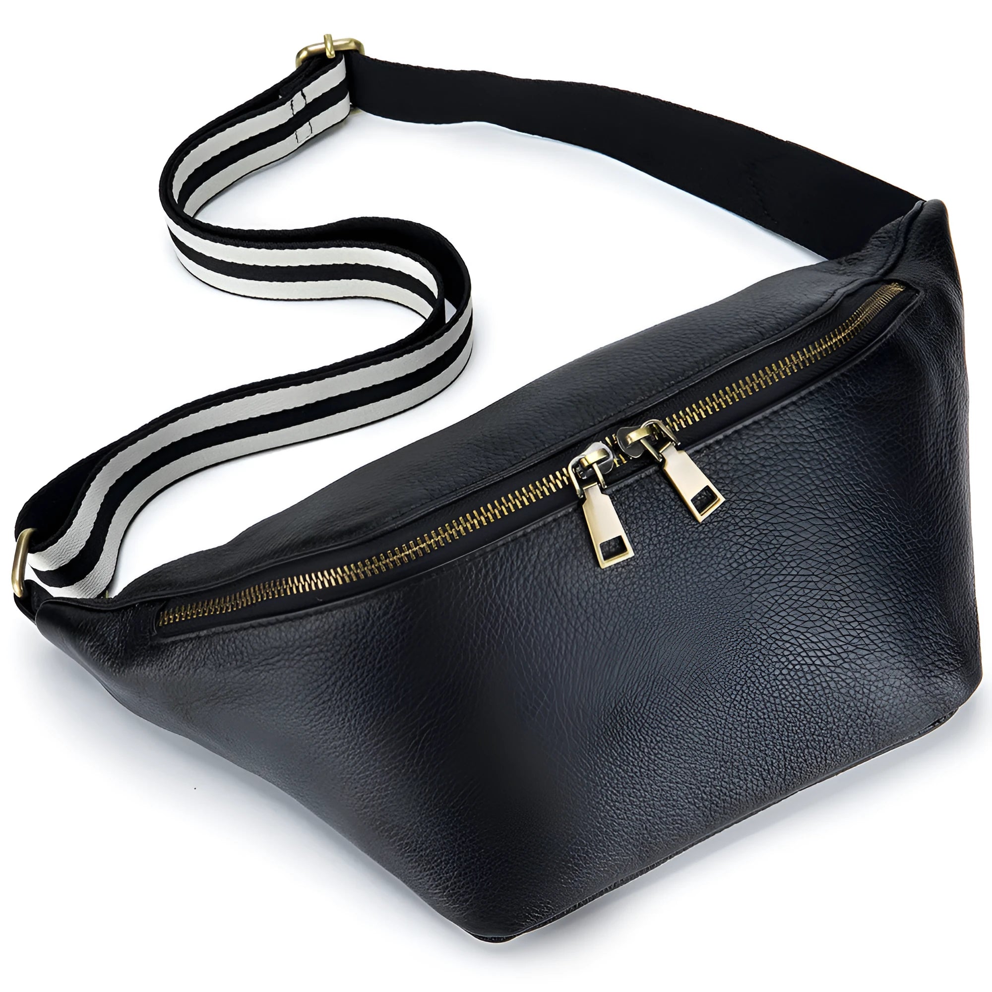 Genuine leather messenger bag waist bag first layer cowhide large capacity black brown white women casual shoulder bag