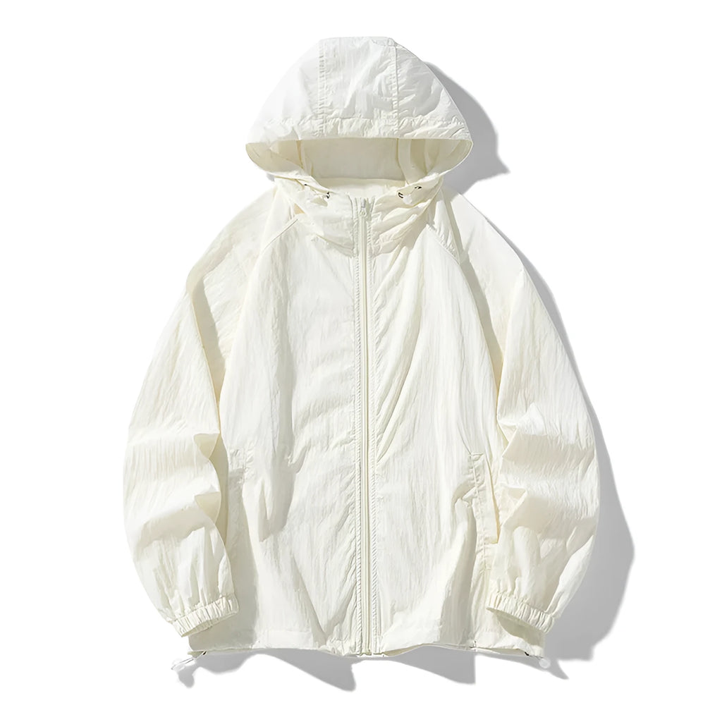 Loose-fit outdoor sports coat jacket in chemical fibre blend fabric available in multiple colours