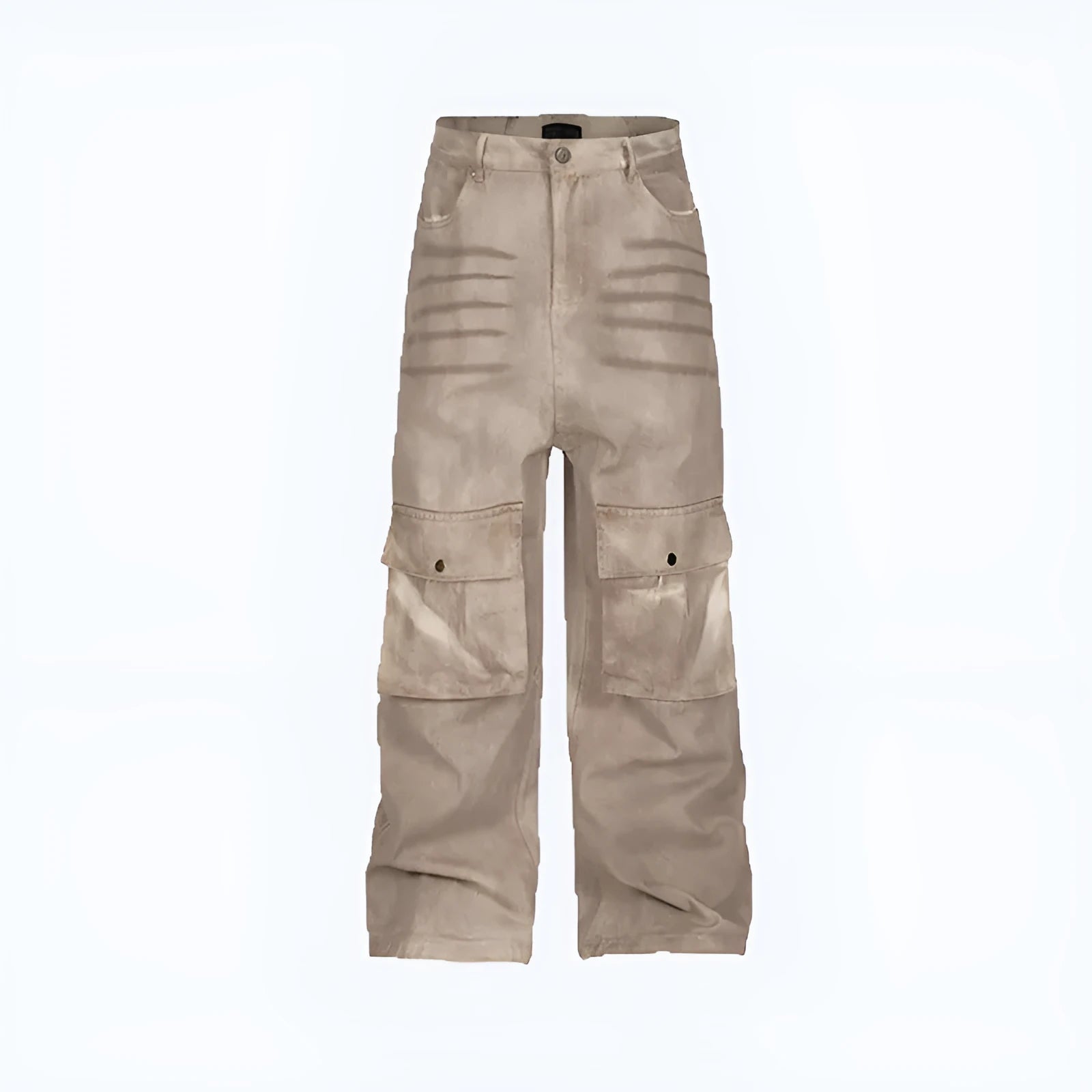 Marble dark straight loose A-line casual pants in pure cotton denim for teenagers mid waist zip fly