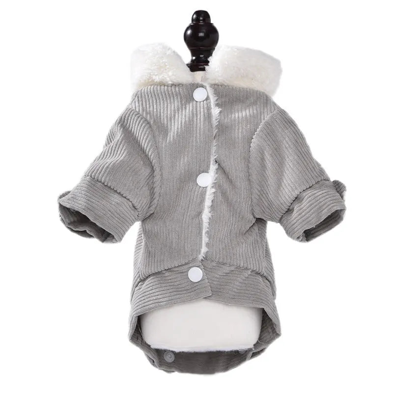 Grey fleece lined lambswool dog vest with wool lining for winter warmth