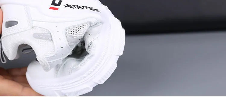 Women's board shoes in white with breathable mesh upper and super high heel