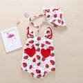 Cotton summer baby romper triangle jumpsuit in yellow with removable hat on white background