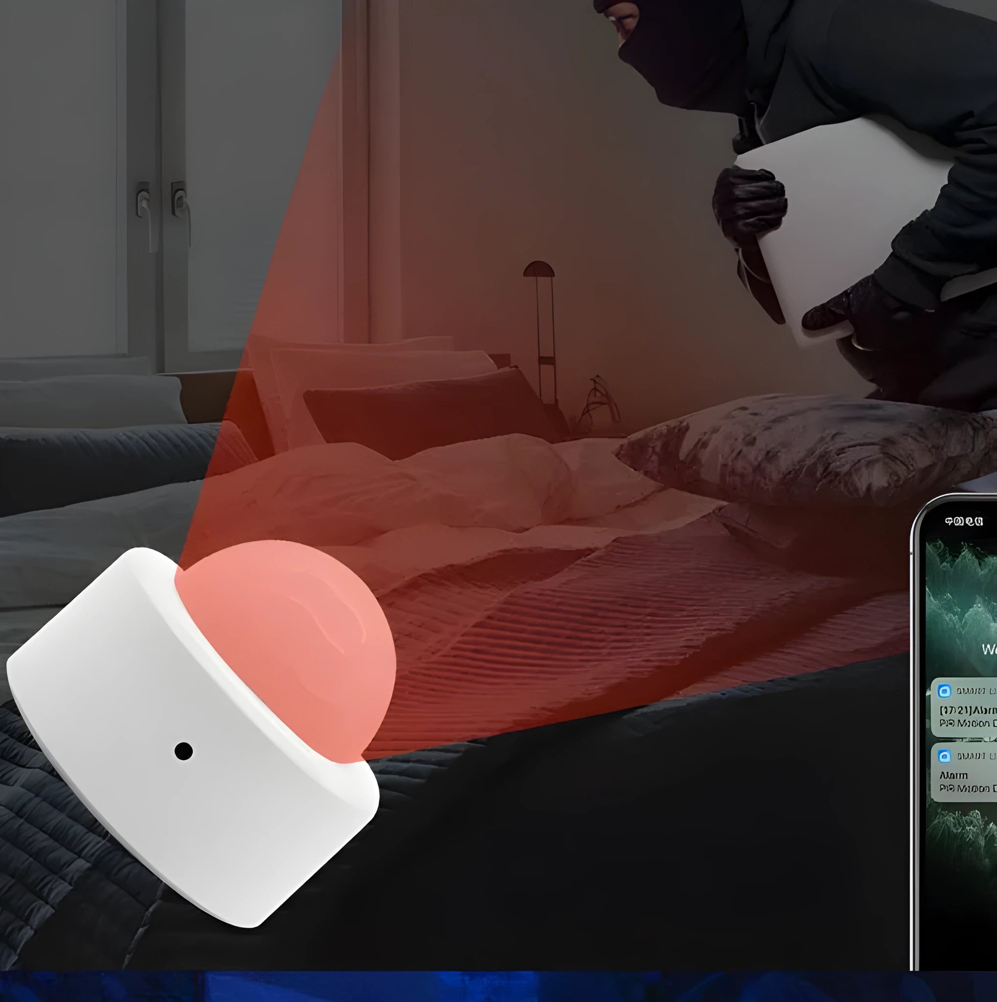 White wireless infrared body sensor with ZigBee 3.0 for home security