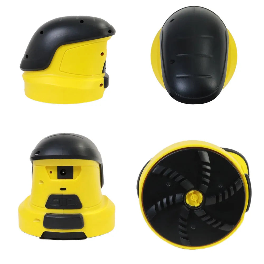 Yellow cordless electric ice scraper for car windshields with USB charging cable