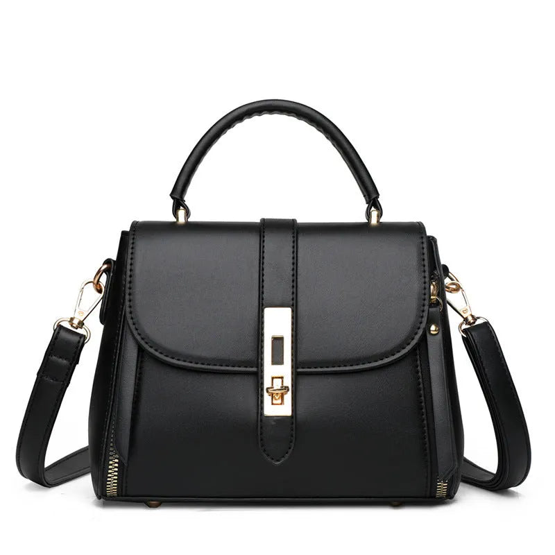 Soft PU leather women's shoulder messenger bag in square vertical shape with adjustable strap