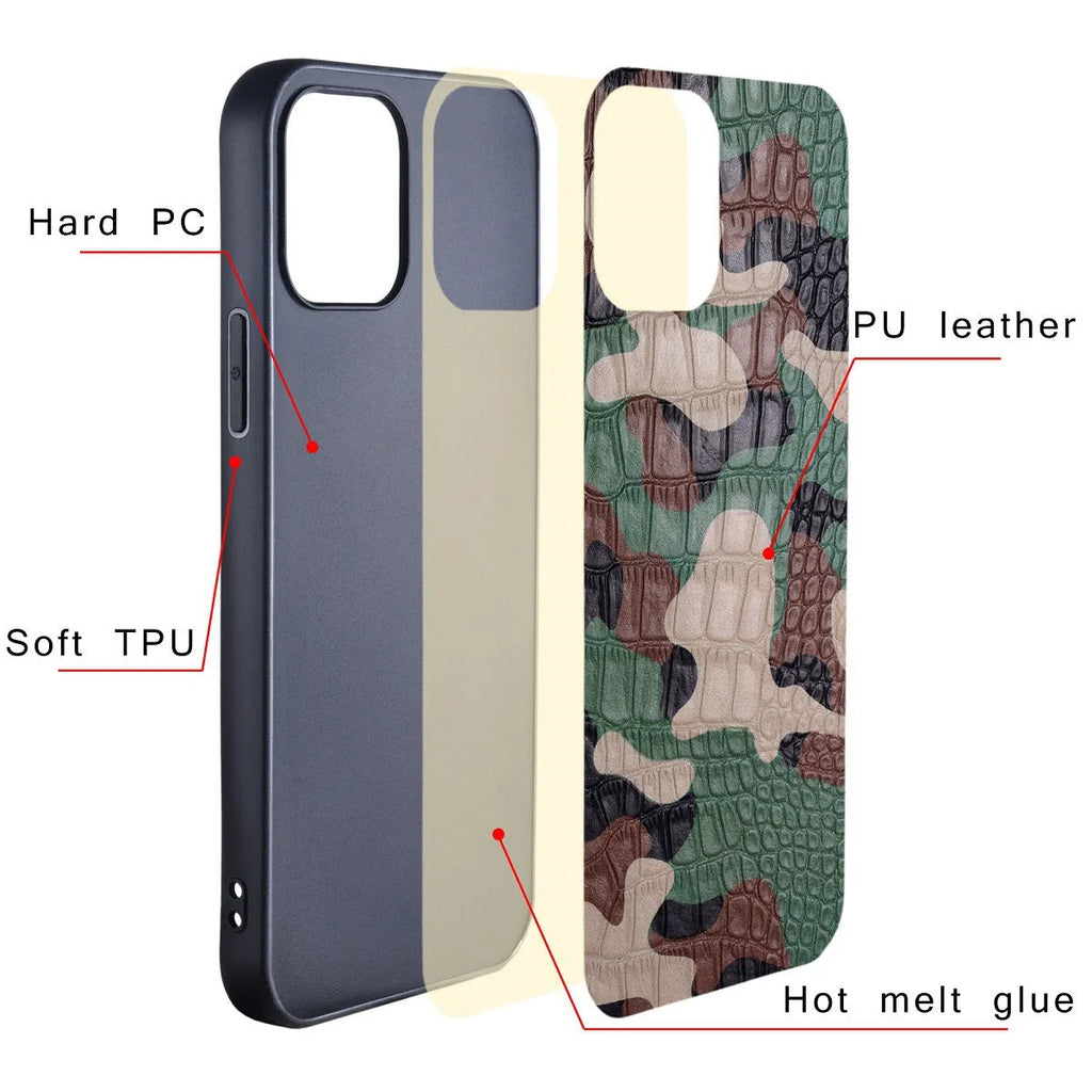Green PU camouflage back cover phone case for Google Pixel models