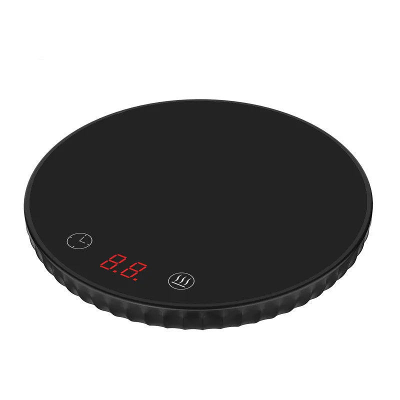 Electric cup warmer 115mm diameter black ABS and glass panel with digital display and touch switch