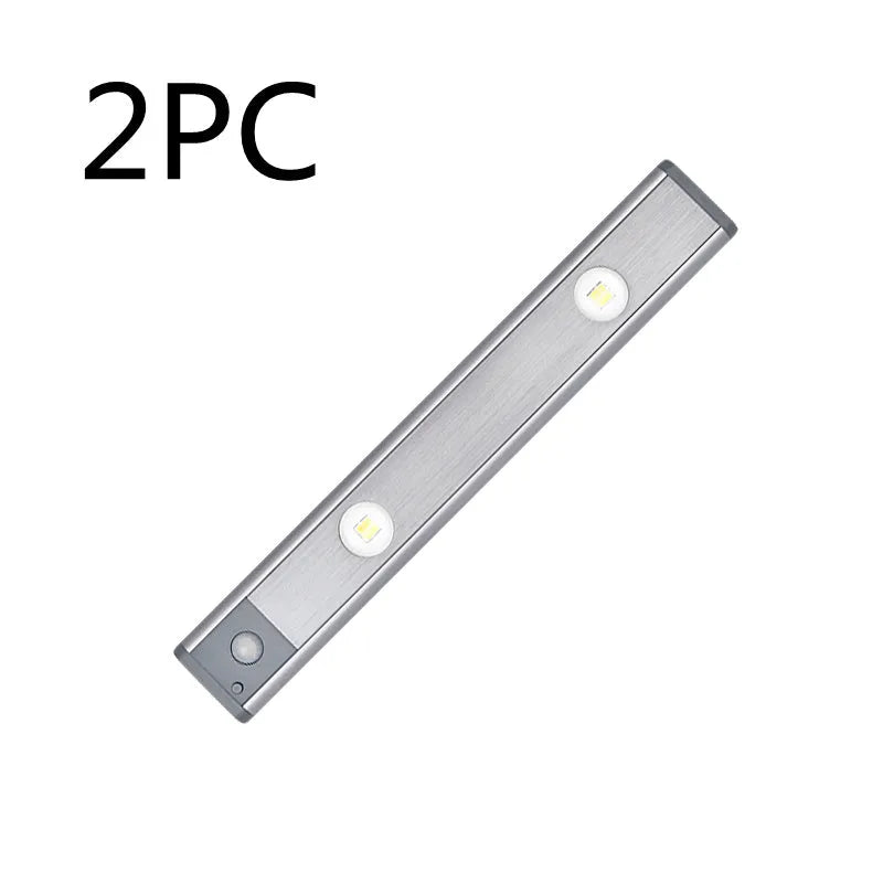 Rechargeable motion sensor lamp with aluminium body and magnetic mount for under-cabinet use, three colour temperature LED