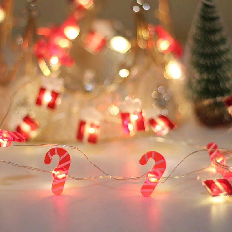 LED copper wire Christmas decoration lamp with 20 warm white lights in gift bell tree maple leaf elk crutch shapes on 2m string