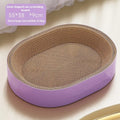 Green oval corrugated paper cat scratch board and nest, 55cm in diameter.