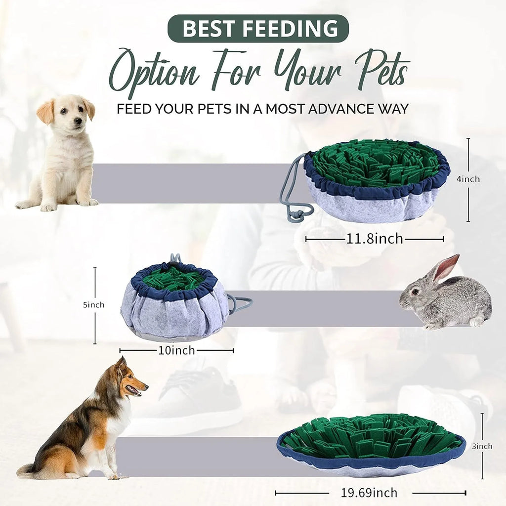 Blue adjustable snuffle mat for large dogs measuring 80cm across
