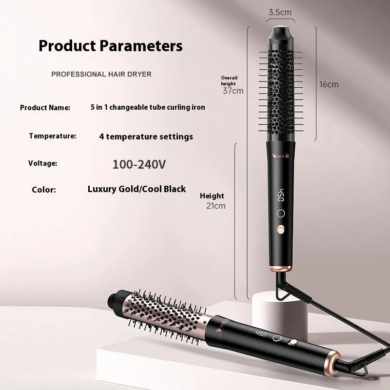 Rose gold automatic hair curler with large wave barrel and three included headbands