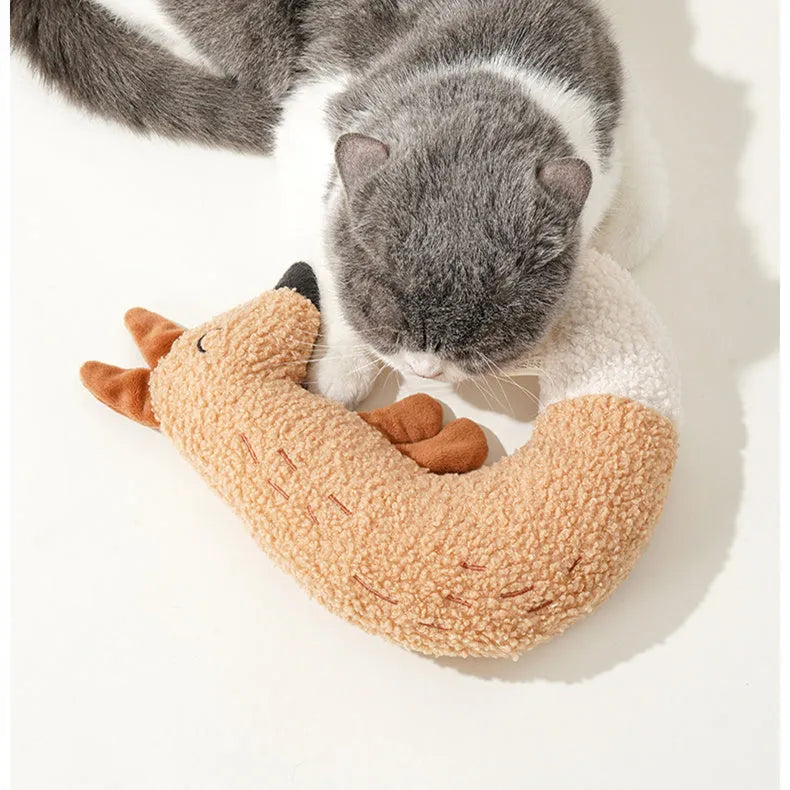 Cartoon pet toy in fox or duckling design with teddy velvet fabric and crinkle sound insert
