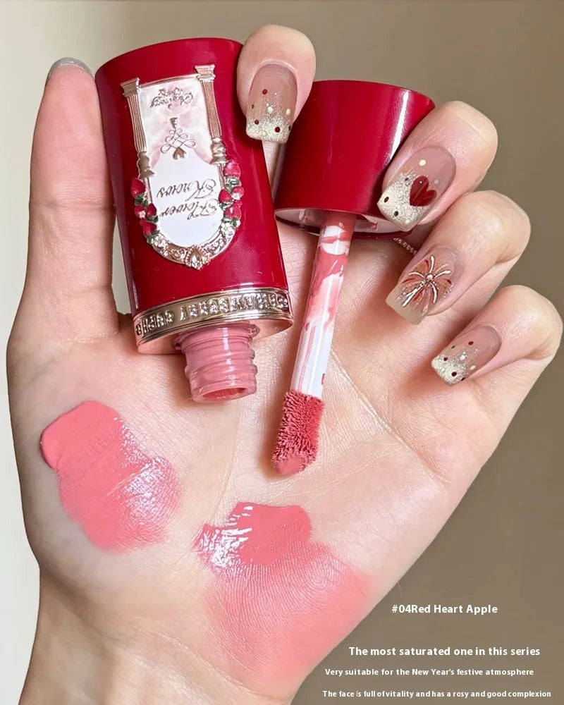 Strawberry Cupid Series Liquid Blush in one of six shades, shown on a hand or with swatches.