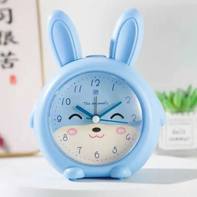 Children's cartoon alarm clock with singing function in pink or blue ABS plastic