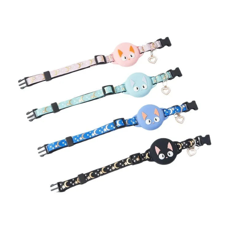 Apple AirTag protective case on adjustable cat collar in selected colour with size adjustment