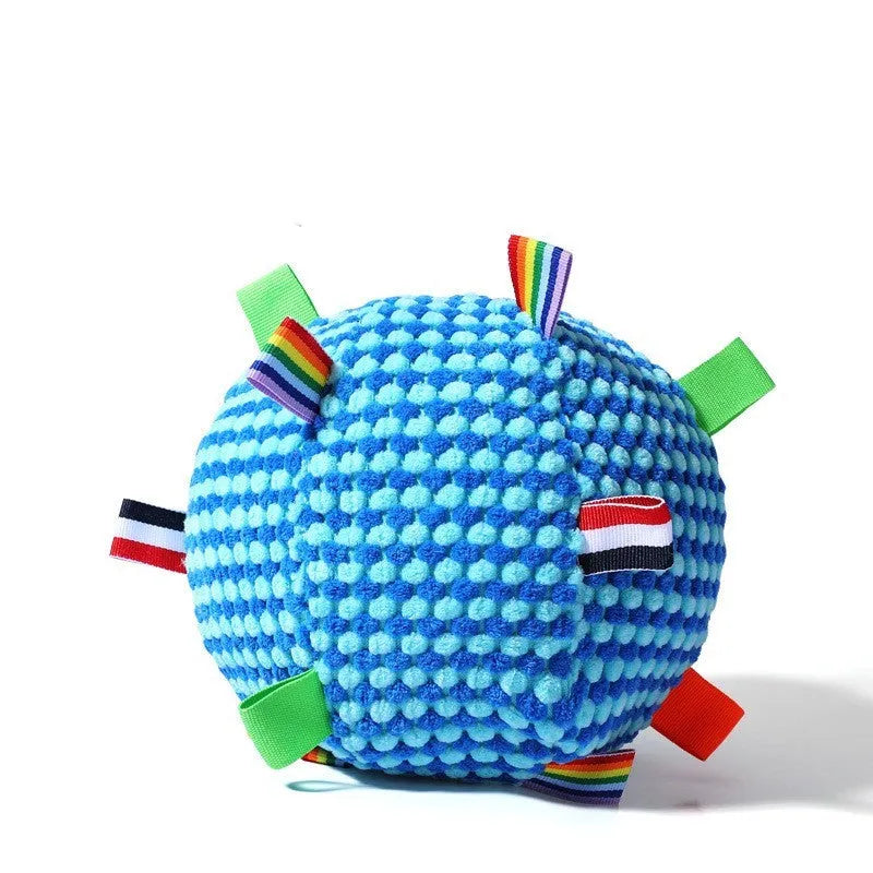 17cm diameter pineapple lattice dog rolling ball ring toy in blue, green, purple, or yellow
