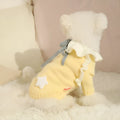 Yellow XINGX and Fairy Dress style acrylic knit dog sweaters for small breeds in autumn.