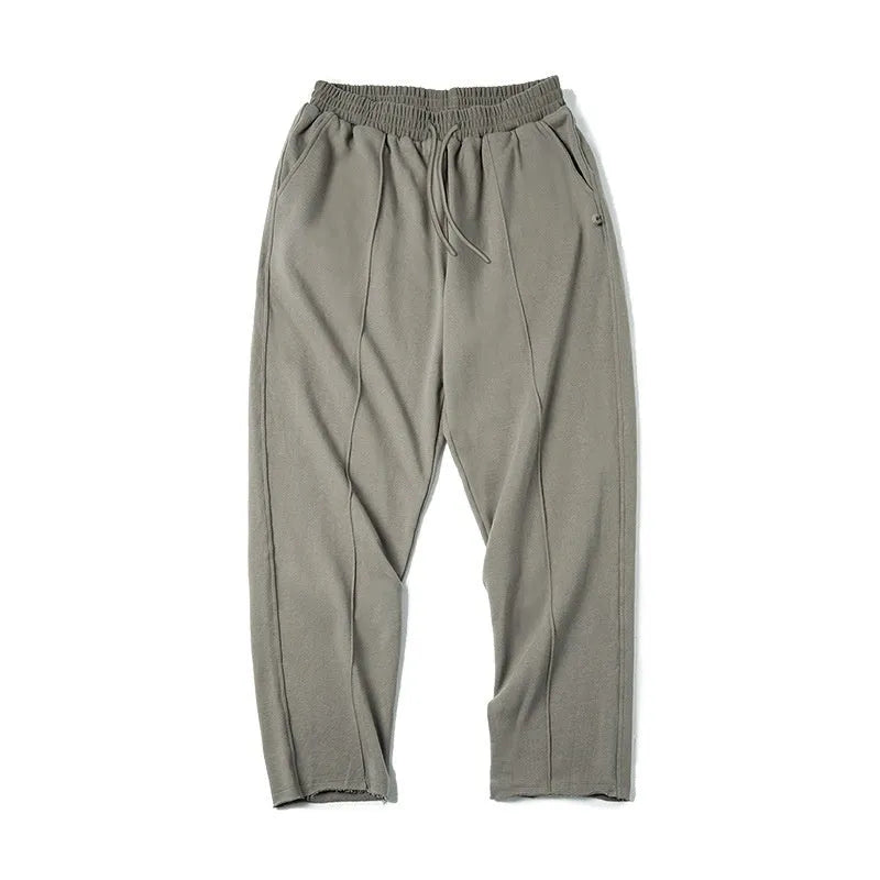 Marden Tooling retro tapered 3D cutting hemming cotton sweatpants for men in brown and olive green
