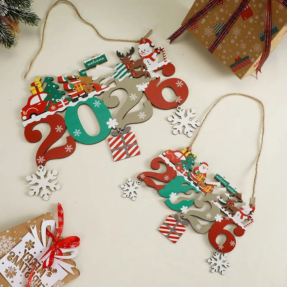 Wooden Christmas tree pendant ornament in two sizes 17x27x5.5cm and 19.6x12x9cm