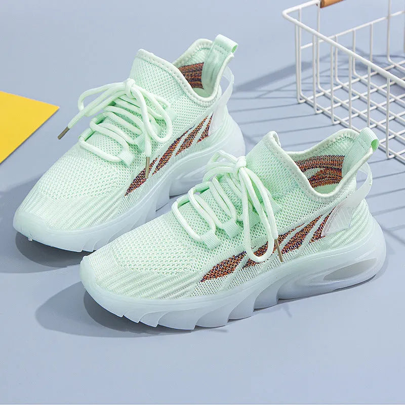 Women's cowhide sports casual shoes in multiple colours with flat heel and round toe.