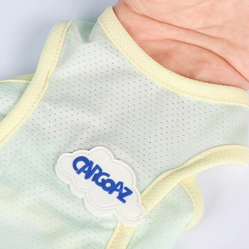 Polyester cat vest in grass green colour with sports styling